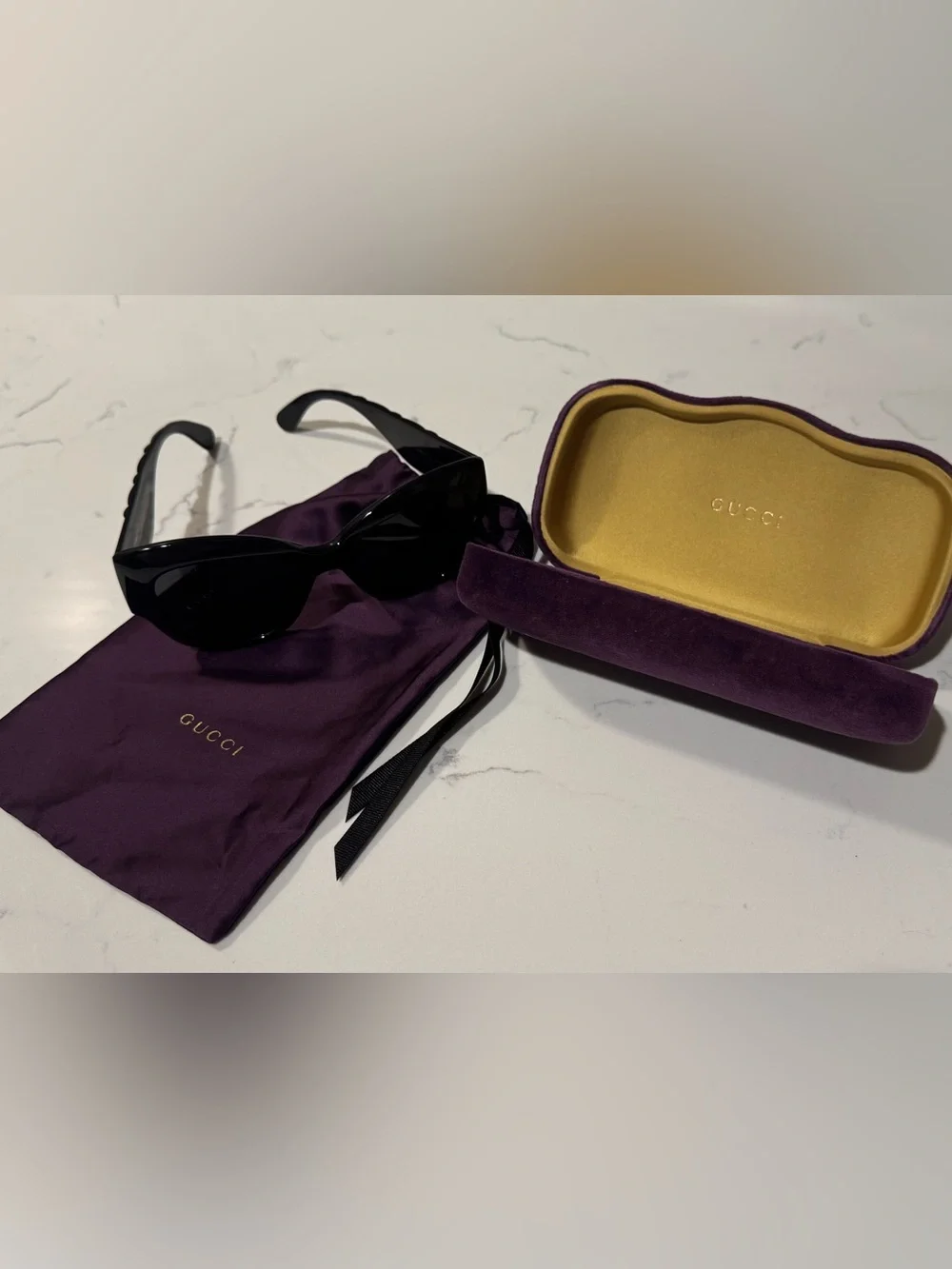 Gucci Black Women's Sunglasses with Gold GG Accents